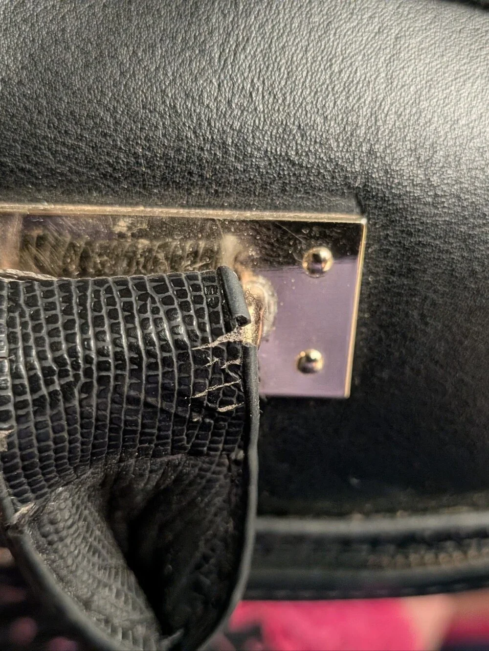 MMS Black Faux Leather Purse with White Print on the sides